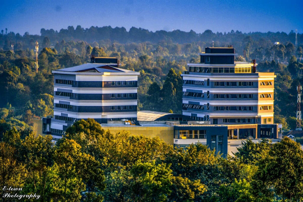 Green building with solar panels